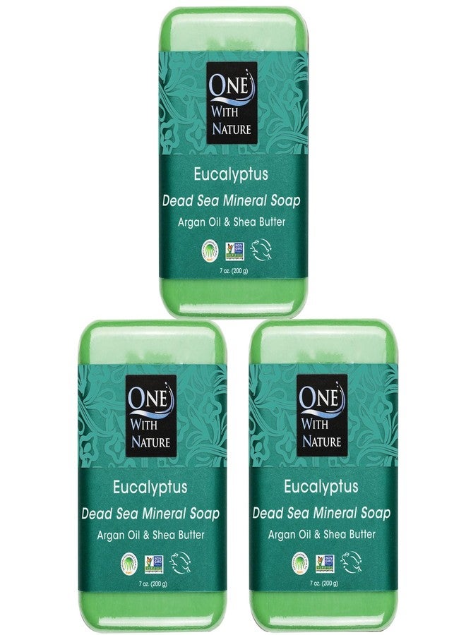 One With Nature Eucalyptus Soap 7oz 3-Pack – Rejuvenating and Exfoliating Soap Bar with Dead Sea Salt for Face & Body, for Men & Women - Image 1
